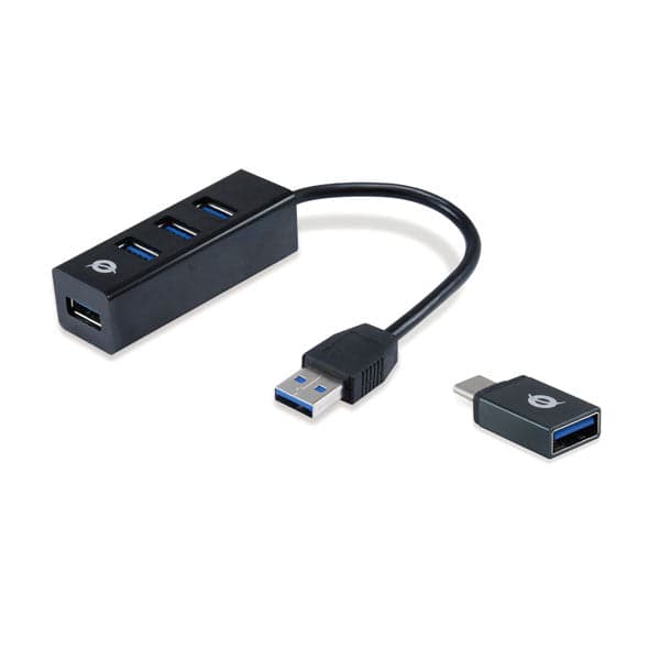 Conceptronic HUBBIES04B hub de interface USB 3.2 Gen 1 (3.1 Gen 1) Type-A 5000 Mbit/s Preto