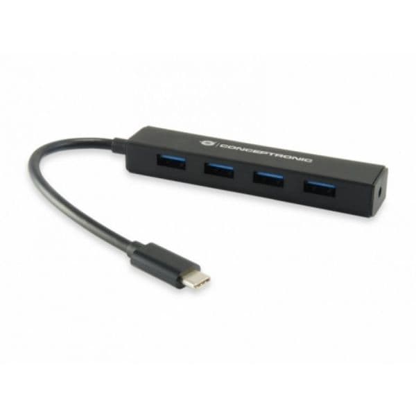 Conceptronic CTC4USB3 hub de interface USB 3.2 Gen 1 (3.1 Gen 1) Type-C 5000 Mbit/s Preto