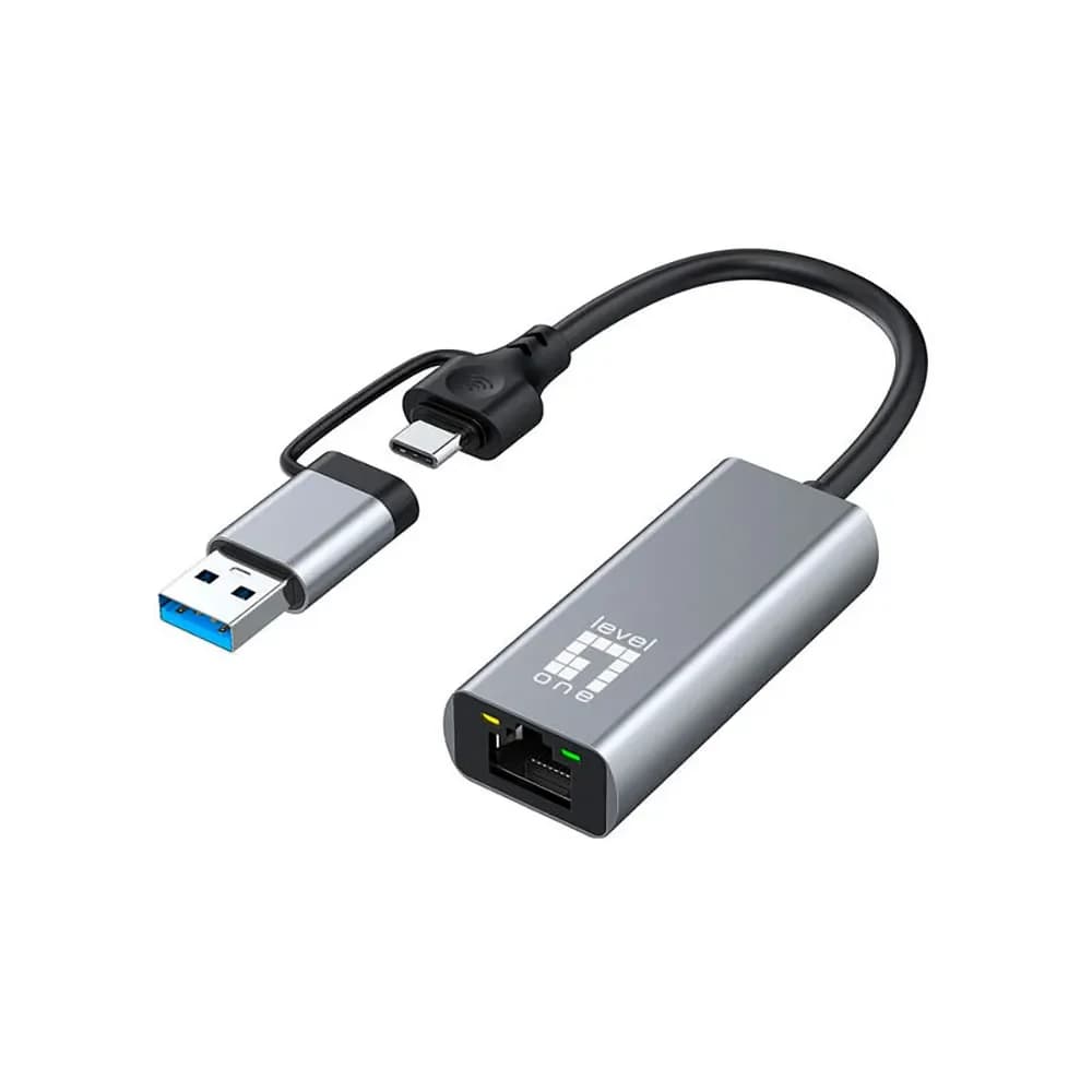 Level One Adaptador de Rede Type-C/ USB3.0 p/ RJ45 2.5Gbps USB-0423 Cinza