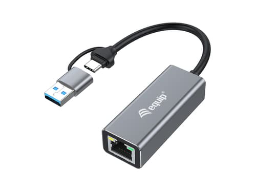 ADAPTADOR DE REDE USB-C 3.2 PARA 2,5 Gb RJ45 INCLUI ADAPTADOR USB-A EQUIP