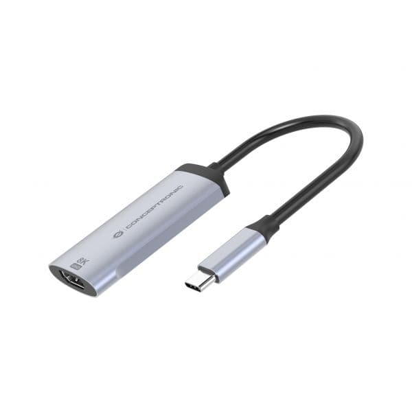 Conceptronic ABBY23G Adaptador USB-C para HDMI 2.1 8K60Hz / USB-A Alumínio 15cm