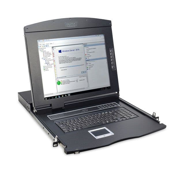 Digitus Modularized 48,3cm (19") TFT console with 16 port KVM, DE keyboard, RAL 9005 black