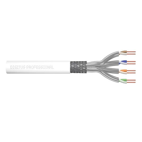 Digitus Cat 7 S-ftp Installation Cable, 305 M, Box, Awg 26/1, 600 Mhz, Dca, LSZH-3, Color RAL9003 - DK-1743-VH-305-MF-W