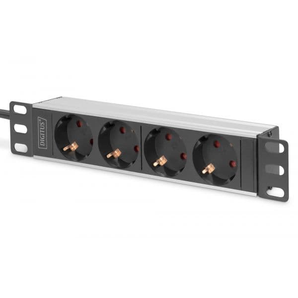 Digitus DN-95418 PDU Rack 1U com 4 Tomadas Schuko e Perfil de Alumínio 10"