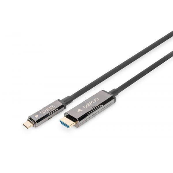 Digitus AK-330150-200-S Cabo Adaptador USB-C para HDMI 4K AOC Fibra Óptica 20m Black