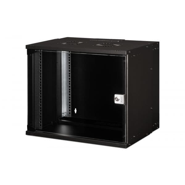 DIGITUS Armário de Rede Montado na Parede 19" 9U SOHO PRO Porta de Vidro Preto 60kg DN-49205
