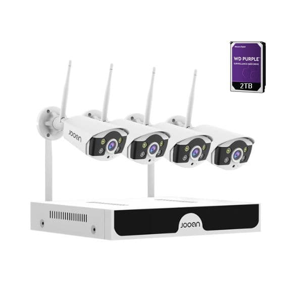 JOOAN Kit CCTV WiFi videovigilância 8CH 4 câmaras 3MP + Disco 2TB