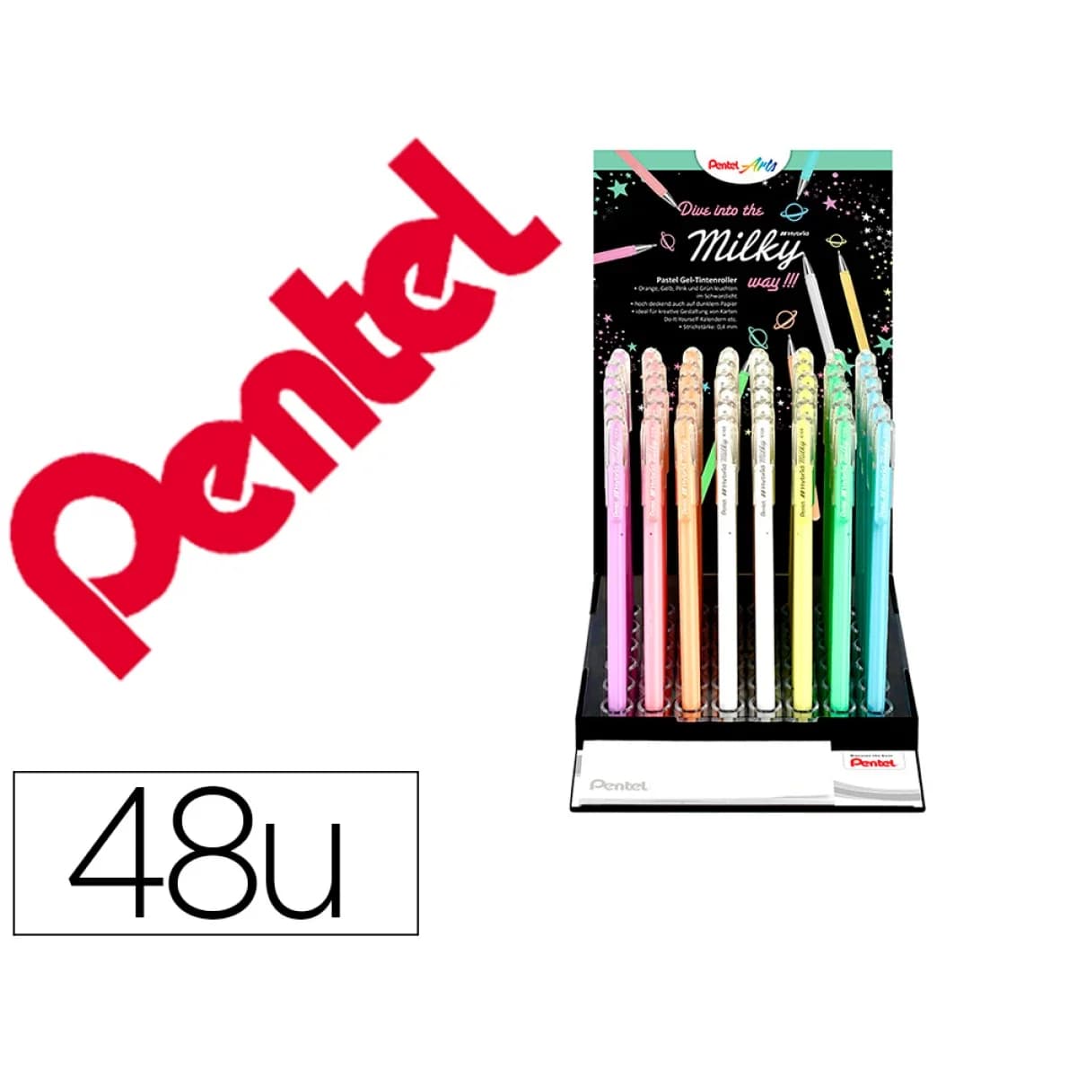 Pentel Caneta Gel-rollerball K108 0.8mm 7 Cores Pastel Expositor 48 Un.