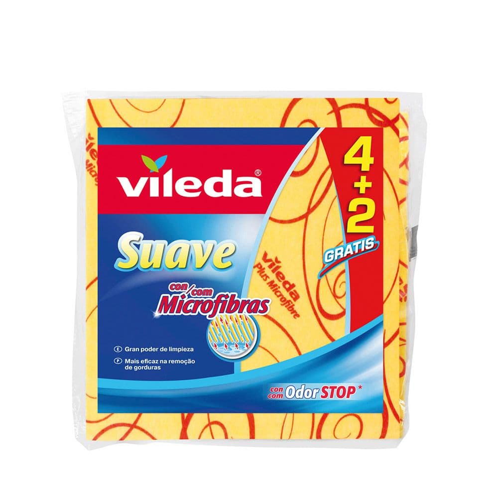 PANO AMARELO SUAVE 4+2 30% MICROFIBRA 142010 VILEDA