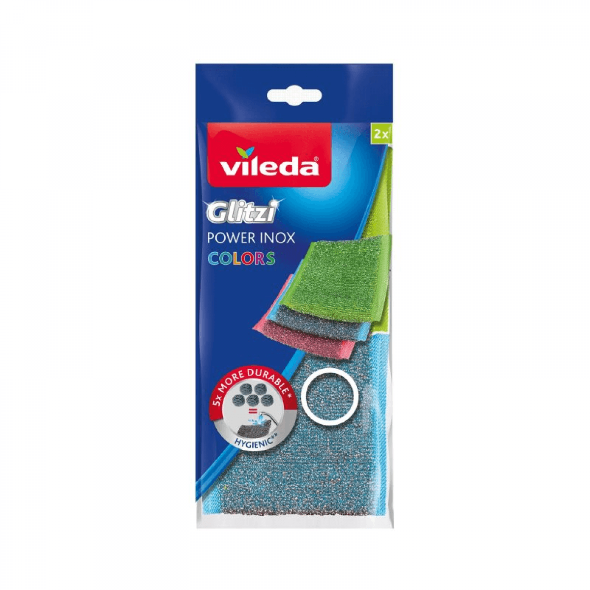 Vileda Esfregão/Esponja Metálico Glitzi Power Inox Colors 2 Unidades