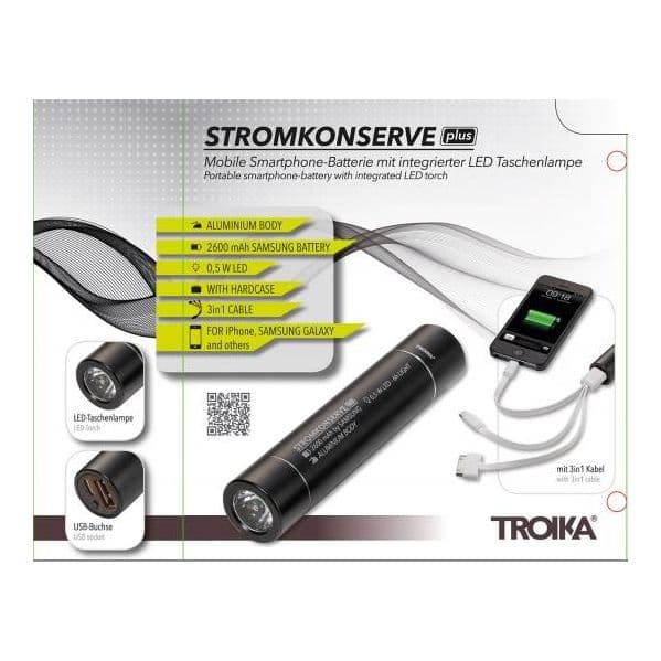 Powerbank Troika Carregador Bateria 2600MAH (usb, Dock, Conector Micro usb) - 9POP03/BK