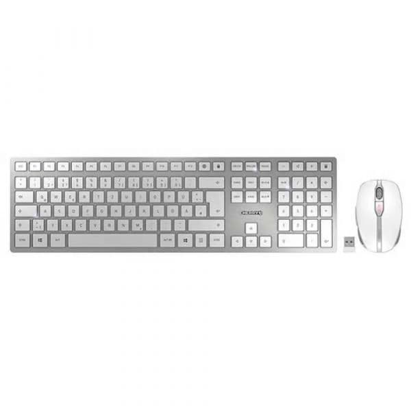 Teclado Cherry Stream Recharge + Rato Sem Fios Alemão Branco-grey