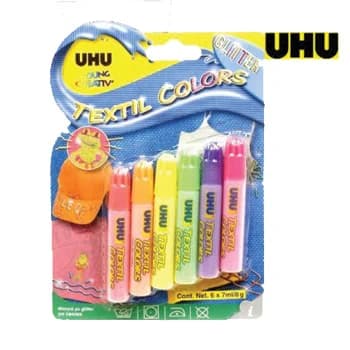 UHU 6 un. Marcadores Textil Glitter Young Creativ 7ml - 10738990
