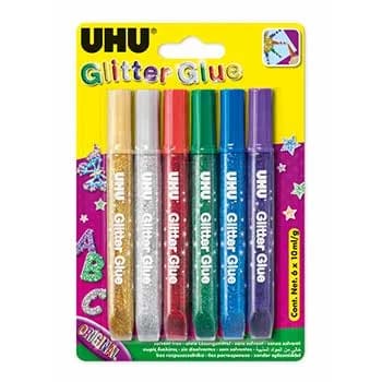 UHU 6 un. Tubos Cola Glitter Young Creativ Cores Escuras - 10739040