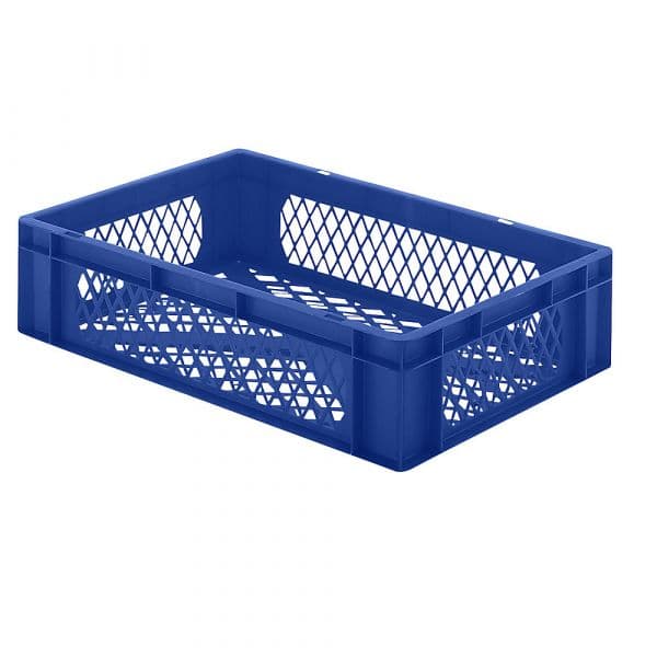 Kaiser+Kraft Recipiente Empilhável em Formato Euro, Paredes e Fundo Perfurados, Cxlxa 600 X 400 X 145 mm, Azul, Embalagem de 5 Unid. Azul