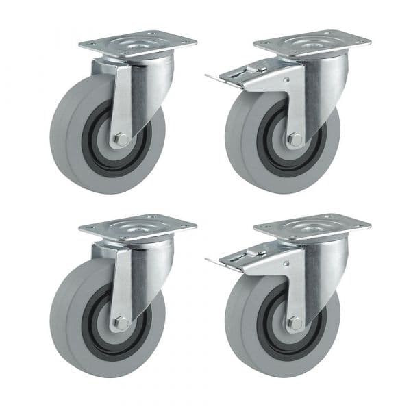 Tente Conjunto de Rodas em Poliamida, Cinzento, 2 Rodas Orientáveis, 2 Rodas Orientáveis Bloqueio Duplo, Ø X Largura da Roda 100 X 36 mm - M1024302-969163