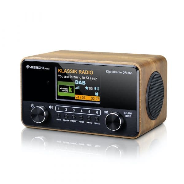 Albrecht Rádio Digital DR 865 Senior DAB+ FM Retro Madeira Escura