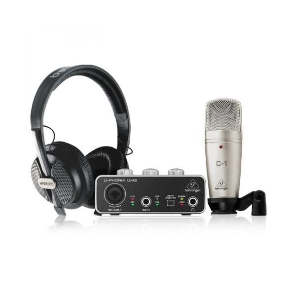 Behringer Interface de Áudio U-Phoria Studio USB com Microfone e Auscultadores para Gravação Doméstica