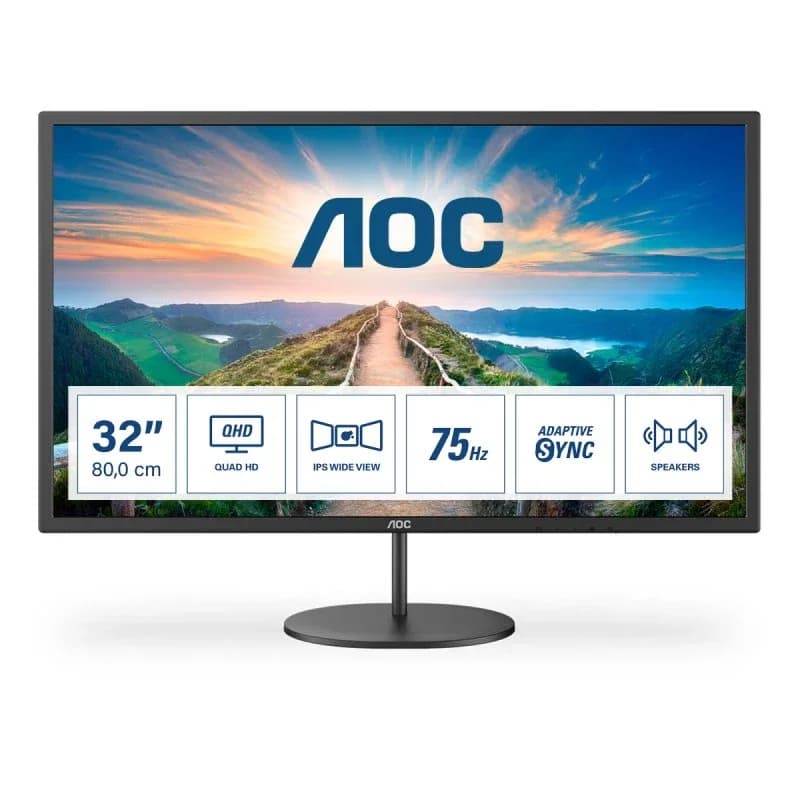 Monitor AOC 32" Q32V4 IPS QHD 75Hz Preto