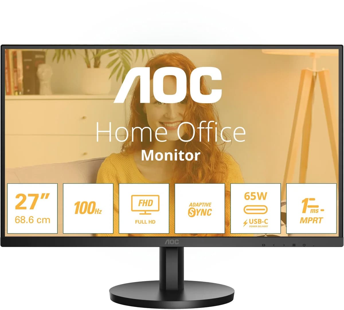 Monitor AOC 27" 27B3CA2 IPS FHD 100Hz 1ms USB-C (65W) c/colunas