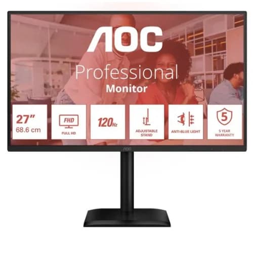 Monitor AOC 27" 27E4CV Full HD 120Hz HDMI DisplayPort USB-C Lift Pivot Speakers Black