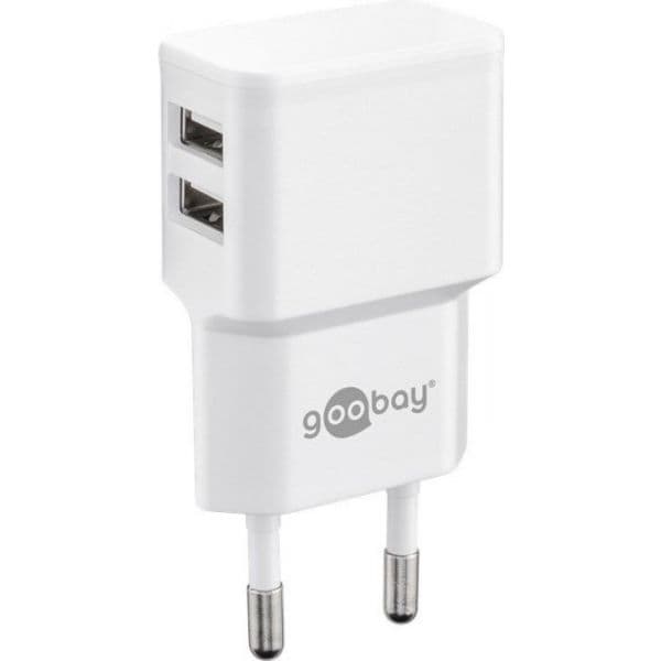 Goobay Carregador Slim 2 Saidas USB 5V - 2.4A White