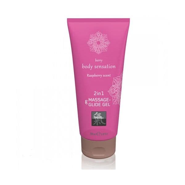 Shiatsu 2 em 1 Lube e Gel de Massagens Framboesa 200ml