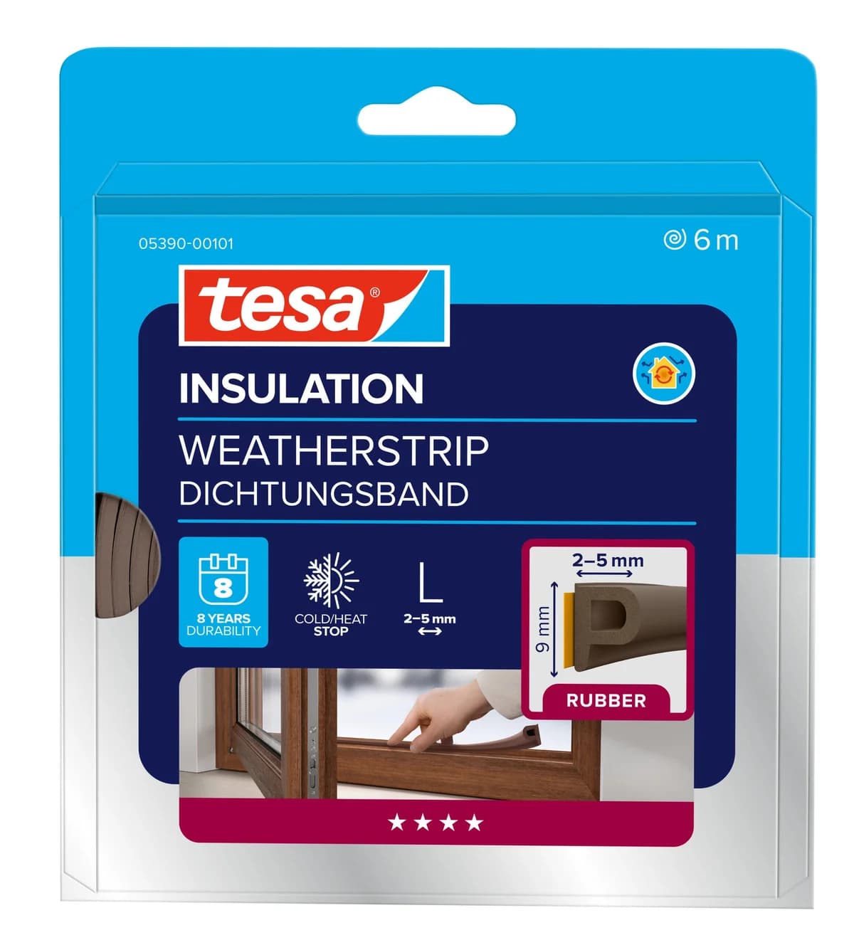 Tesa Fita Adesiva Isoladora P-Profile Tesa 9mmx6m Castanha (1 Unid.) - 156Z30032