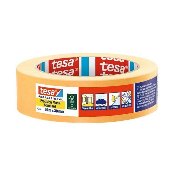 Tesa Fita Adesiva Precision Mask Standard/Professional 4344 Multiúsos 50m x 30mm Amarelo/Laranja