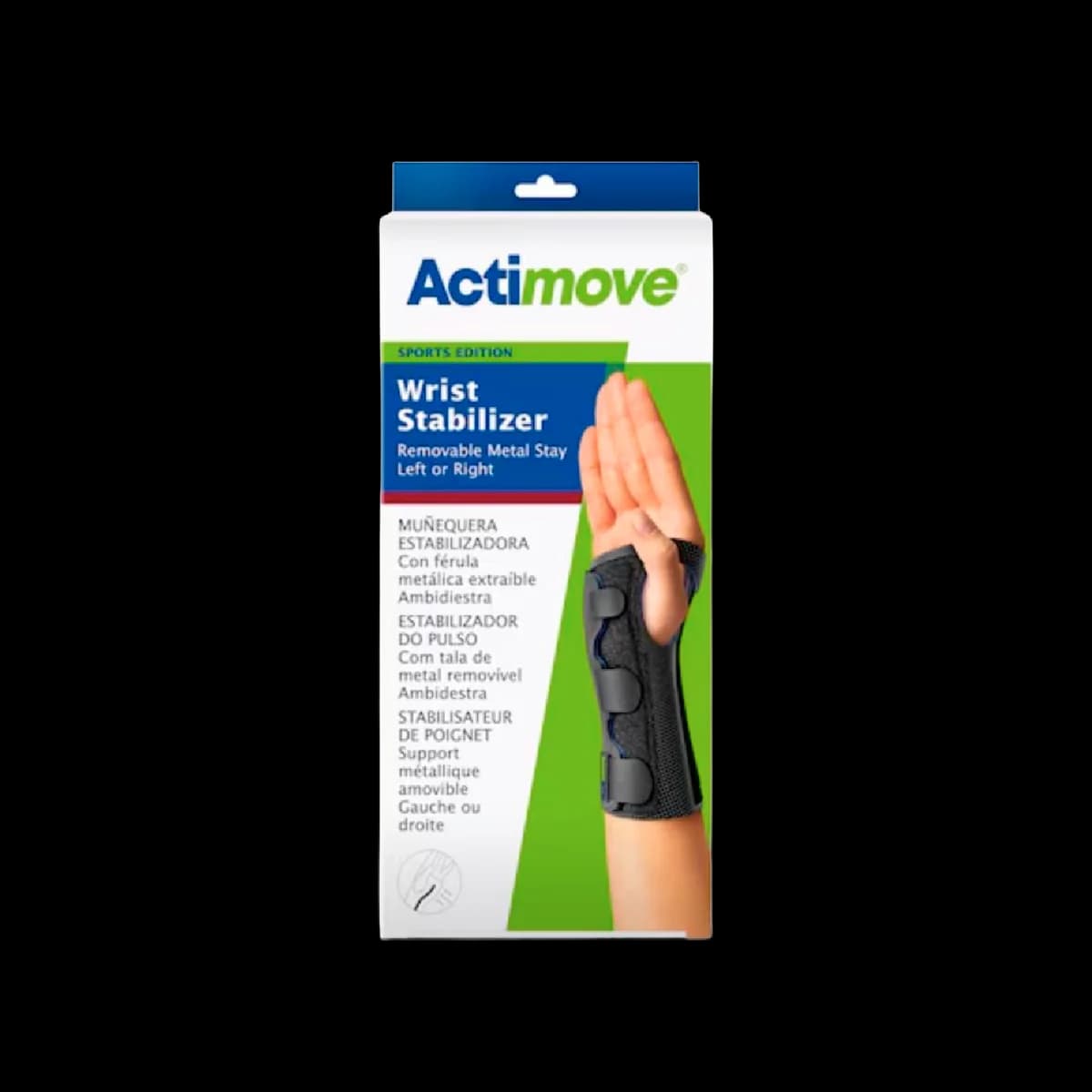 Actimove Estabilizador de Pulso com Tala de Metal Removível Cor Preto Tamanho S