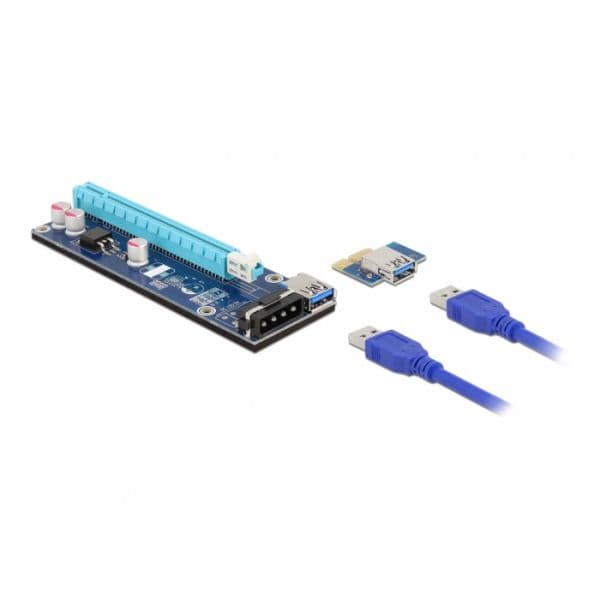 Delock Riser Card 41430 PCIe x1 para x16, USB 3.2 Gen 1, 60 cm Cabo USB