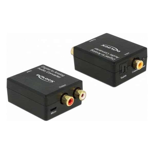 Delock Conversor de Áudio Digital Toslink Coaxial para RCA Black