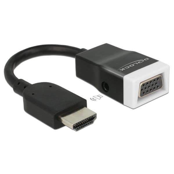 Delock Adaptador HDMI (Tipo-A Macho) para VGA (D-Sub15 Fêmea) com Áudio 15cm