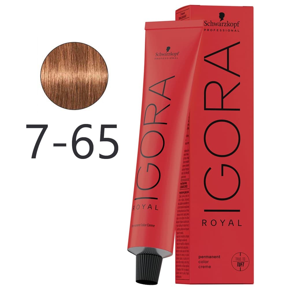 Schwarzkopf - Tinte Permanente Igora Royal 7-65 Rubio Medio Marrón Dorado 60 ml