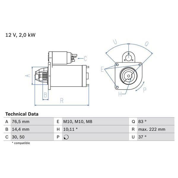 Bosch Motor de Arranque - 0986023530