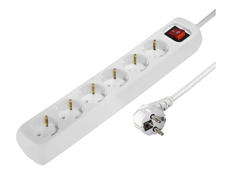 Hama Régua de Tomadas 6 Tomadas SCHUKO Interruptor 1.4m Branca