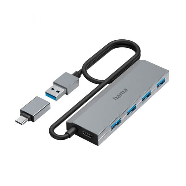 HAMA Hub USB 4 Portas USB 3.2 Gen1 5Gbit/s