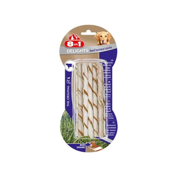 8in1 Delights Beef Twisted Sticks (10uni)