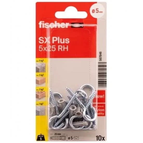 Bucha 5mm SX Plus + camarão aberto (10uni) refª 567846 Fischer - 567846 - Ferramentaspro.pt