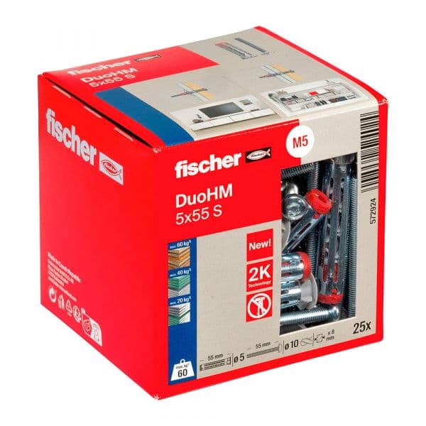 Fischer Bucha de Cavidade DuoHM 5x55 S TX / S PH TX / Ø 10 x 55 mm 25 Unidades