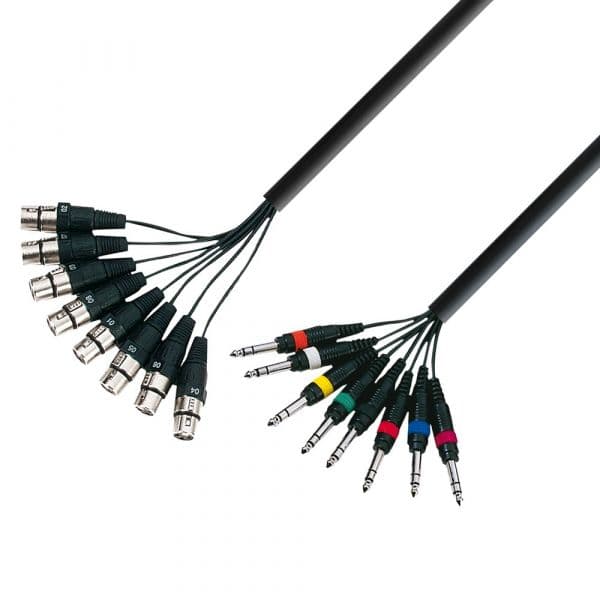 Adam Hall Cabo K3 L8 FV 0300 Manguera de Cabo de 8 XLR hembra a 8 Jacks 6,3 mm estéreo 3 m