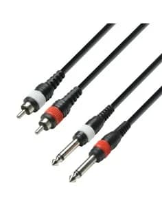 Adam Hall K3 TPC 0300 M Audio Cable 2x RCA male to 2x 6.3 mm Jack mono, 3 m
