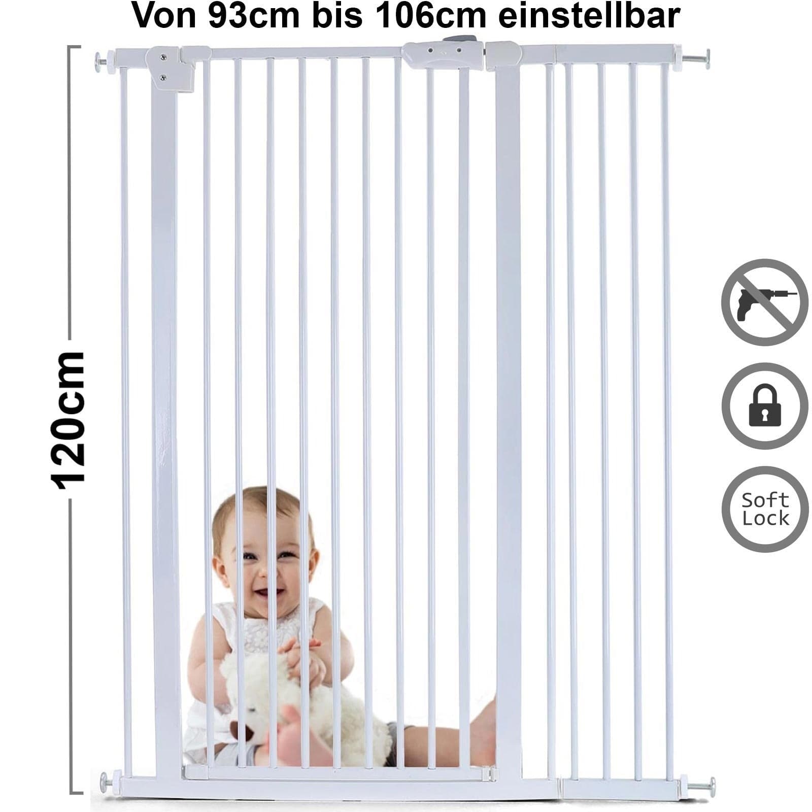 Barreira segurança 93-106 cm altura 120 cm branco