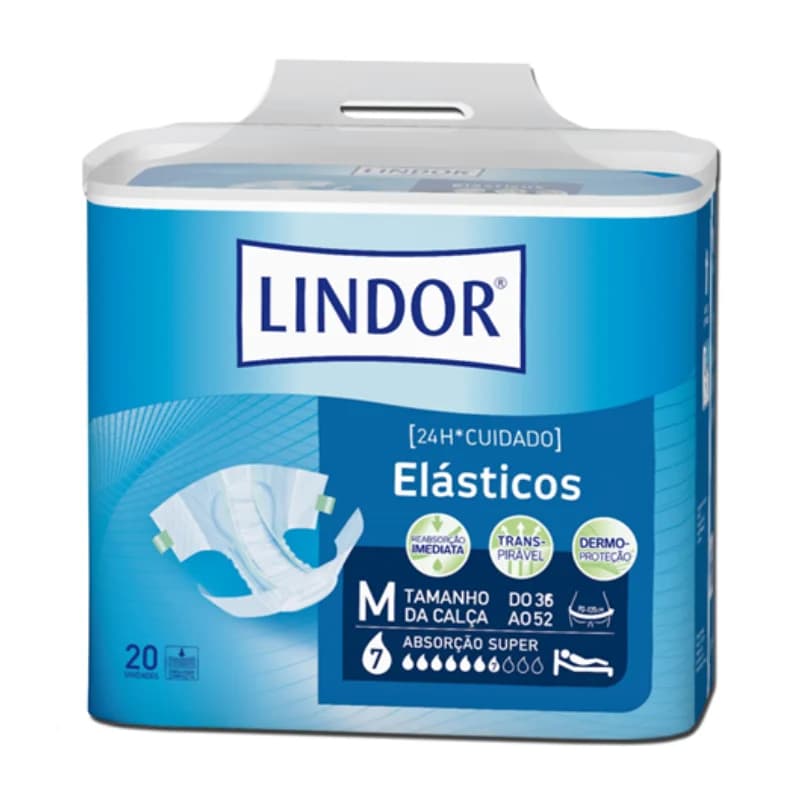 Lindor Elásticos Fraldas Super Médio M (7 Gotas) 20 Unidades