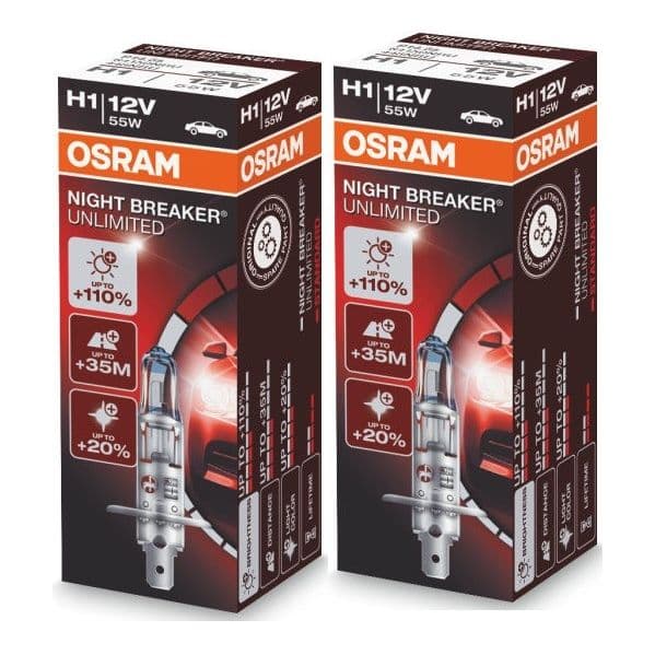 Osram 2x Lâmpadas Night Breaker Unlimited H1 55W 12V P14.5s - 64150NBU-02