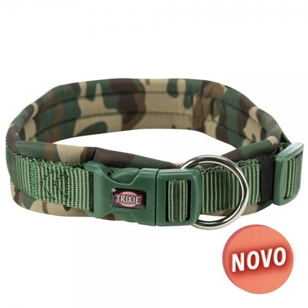 Trixie Coleira "premium" com Neopreno (camuflado / Verde Caça) Cão L