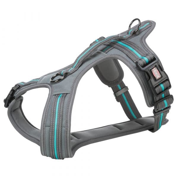 Trixie Peitoral Fusion Touring Cães Antracite/turquesa 45-54 cm/ 20 mm