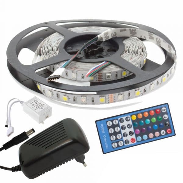 ProFTC Pack Fita 300 Leds Rgb+w (5 Mts) 12V + Controlador + Fonte Alimentação - Set-rgbw