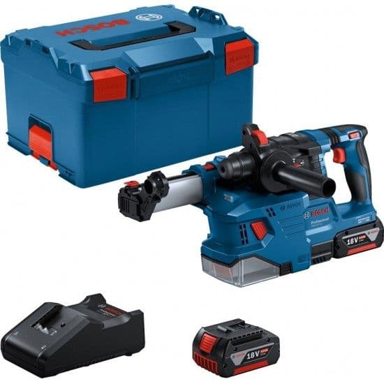 Bosch Martelo Gbh 18V-22 (2x4.0Ah)+ Sistema Extração Pó Gde 18V-12 + L-boxx 238