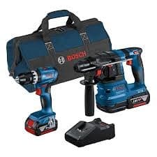 Bosch Professional Gsb18v-45 + Gbh18v-22 + 2x4ah + Gal18v + Bag Battery Drill e Hammer Set Azul,Preto